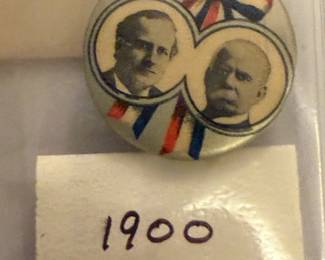 1900 President William McKinley Teddy Theodore Roosevelt Pin Button Original 