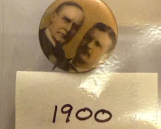 1900 President William McKinley Teddy Theodore Roosevelt Pin Button Original