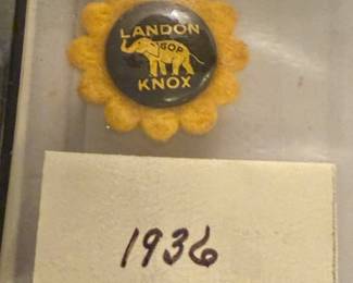 1936 Vintage Landon Knox Political Campaign Election Pin Button Pinback Flower