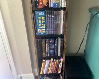 DVDs and storage shelf