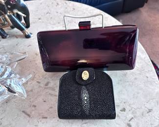 Sting ray skin bag and bakelite clutch