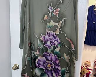 silk hand painted dress size M