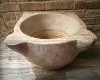 large, heavy marble church holy water font