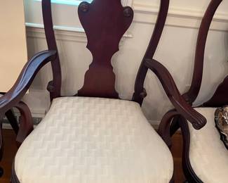 Gorgeous Baker Historic Charleston Mohagany Dining room chairs with carving & brass floor guides...STUNNING!  These all have custom upholstered seats in excellent condition!  These match the beautiful dining room table!