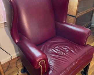 Lovely, comfy leather wing back...beautiful color!