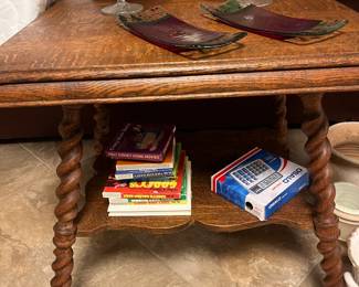 This amazing side table with Tobacco twist legs will be a great accent for any den, bedroom, study or living room...it is an amazing piece!