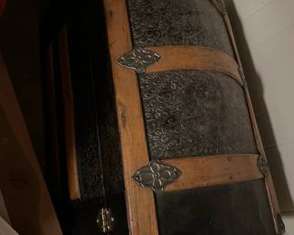 Beautiful Antique Humpback trunk...awesome storage piece or just as a center piece in your den or living or bedroom!