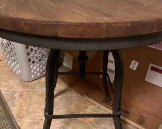 Pottery Barn metal and solid wood adjustable table with wrought iron base...AWESOME PIECE for ANY room!