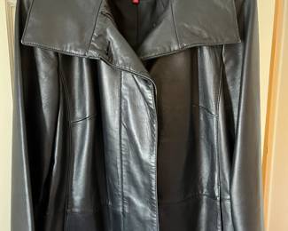 Cole Hahn BEAUTY!  Black leather, soft as a sigh...ladies jacket just waiting to go home with you!