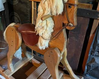 This Vintage Rocking horse is amazing!  Beautiful and in great shape with leather seat...think of Christmas, people!