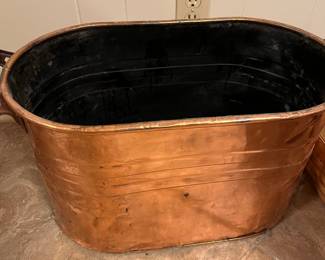 Copper Boiler in amazing condition...beautiful spot for kindling, your throw blankets, magazines, anything!