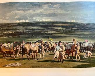 "In the Saddling Paddock",  a print by Sir Alfred Munnings...