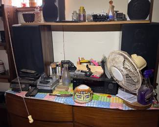 Basement west wall Fisher speakers (ALL DRAWERS FULL OF CLOTHING)