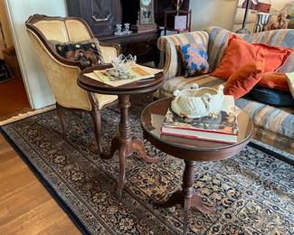 Vintage round mahogany accent tables