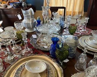 Wonderful glass, vintage china, ironstone and silver plate