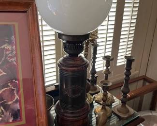 Vintage metal base lamp, vintage brass candle sticks