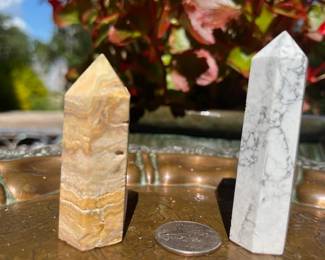 Crazy Lace Agate on the left, Howlite on the right