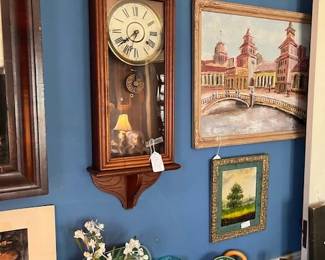 Antique wall clock, original art