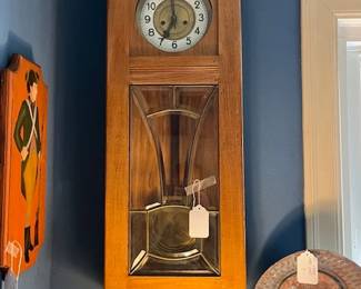 Vintage wall clock with beveled glass