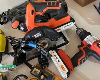 Black & Decker 20V circular saw and drill with charger and 2 batteries