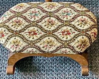 VINTAGE TAPESTRY ROCKER FOOTSTOOL