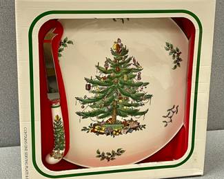 SPODE CHRISTMAS TREE CHEESE SET