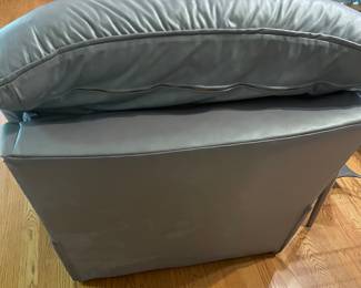 SLATE BLUE LEATHER FLEX-STEEL BACK RECLINER & OTTOMAN  (2-AVAILABLE)