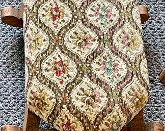 VINTAGE TAPESTRY ROCKER FOOTSTOOL