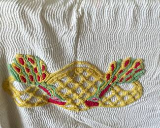 STUNNING ANTIQUE "PEACOCK" CHENILLE SPREAD