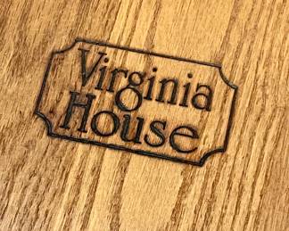 VINTAGE OAK TABLE by VIRGINIA HOUSE, (INCLUDES 1-LEAF, 6-CHAIRS/CUSHIONS