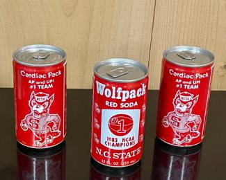 NCSU 1983 NCAA CHAMPIONS WOLFPACK RED SODA CANS