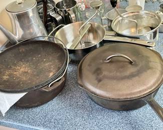 CAST IRON DUTCH OVENS, SIEVES, PERCOLATOR, SIFTER
