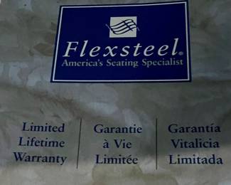 SLATE BLUE LEATHER FLEX-STEEL BACK RECLINER & OTTOMAN  (2-AVAILABLE)