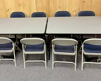 FOLDING BUFFET/CAFETERIA TABLE W/8-CHAIRS