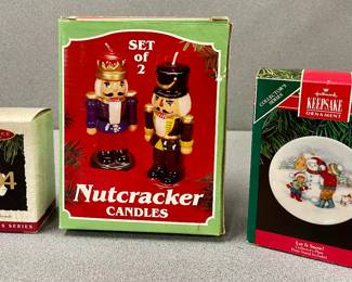 NUTCRACKER CANDLES, HALLMARK ORNAMENTS