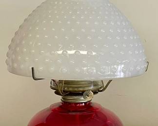 OIL LAMP WITH MOONSTONE SHADE