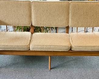 MCM 3-SEAT BENCH, MCM STEP-DOWN END TABLES, MCM ROYAL HAEGER ASHTRAYS