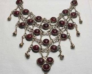 2 Vintage Bib Necklace. Marked India.
