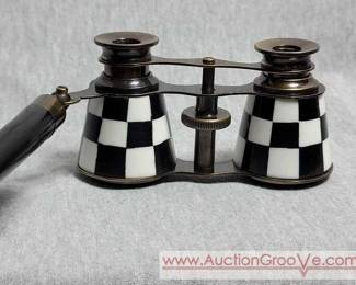 2 Black and White Checkered Opera Glasses