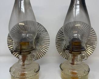 131 Setof2MatchingEagleOilLamps