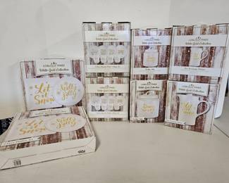 100 8SetsOfLoblollyPinesWhiteGoldCollectionDishesNewInBox