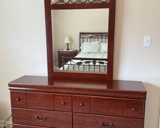 Ashley Furniture Highland Park Dresser and with Mirror Replicated Cherry Grain $200 like new. 