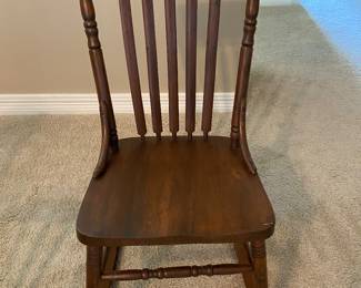 Hardwood vintage spindle back sewing rocker 34”x19”x28” HWD overall $75