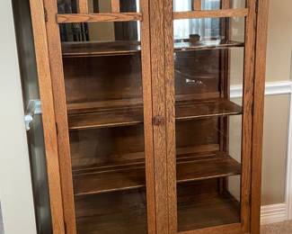 Restored mission style quarter sawn oak China. Antique Arts & Crafts Mission Oak Double-Door China Cabinet by Larkin or Harvey Ellis circa 1900-1920 $500. 55x37x16 inches HxWxD