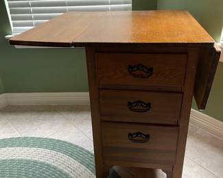 antique oak drop-leaf bakers table $250. 31x38x27 inches HxWxD