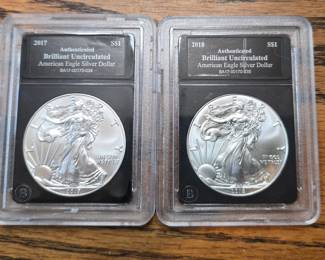 Authenticated Brilliant Uncirculated American Silver dollars