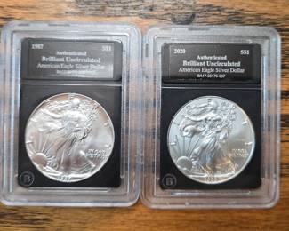 Authenticated Brilliant Uncirculated American Silver dollars