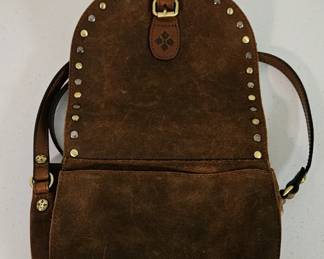 Whiskey Suede Leather Flap Crossbody Bag