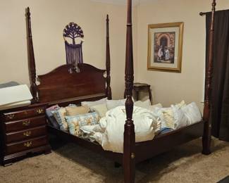 Queen size rice planter bedroom set includes: bed, side table, armoire, and dresser with mirror $900.00 Adjustable base with massage and heat an additional $200.00