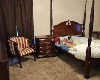 Queen size rice planter bedroom set includes: bed, side table, armoire, and dresser with mirror $900.00 Adjustable base with massage and heat an additional $200.00